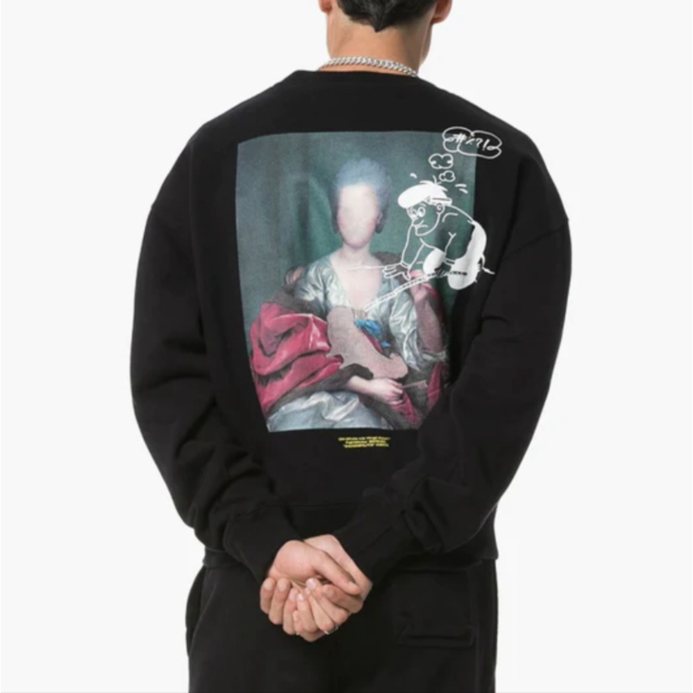 Off-white C/O VIRGIL ABLOH Black Mariana Crewneck Sweatshirt Size S $580